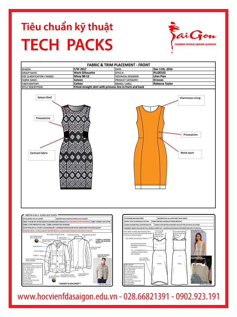 Mô tả tiêu chuẩn kỹ thuật thời trang Tech pack