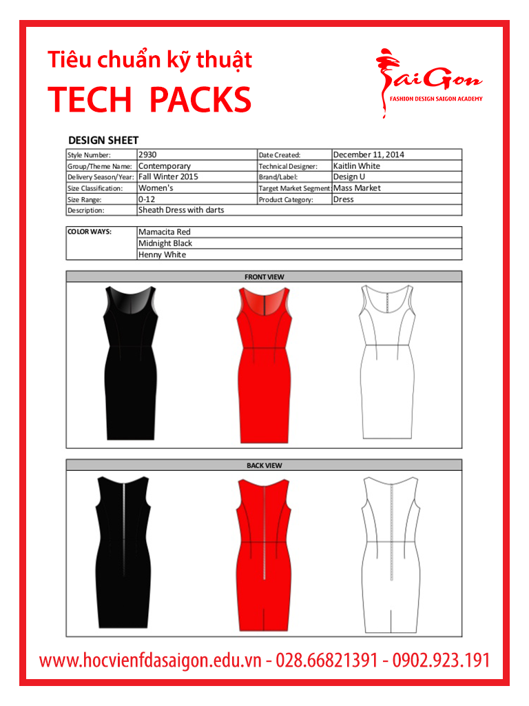 Mô tả tiêu chuẩn kỹ thuật thời trang Tech pack