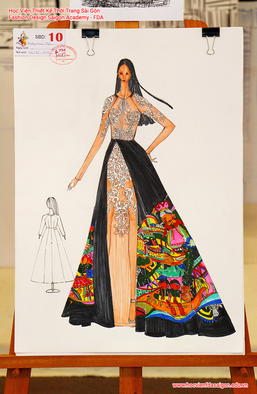Bản vẽ phác thảo thời trang của thí sinh Trương Hoài Hận đến từ TP HCM