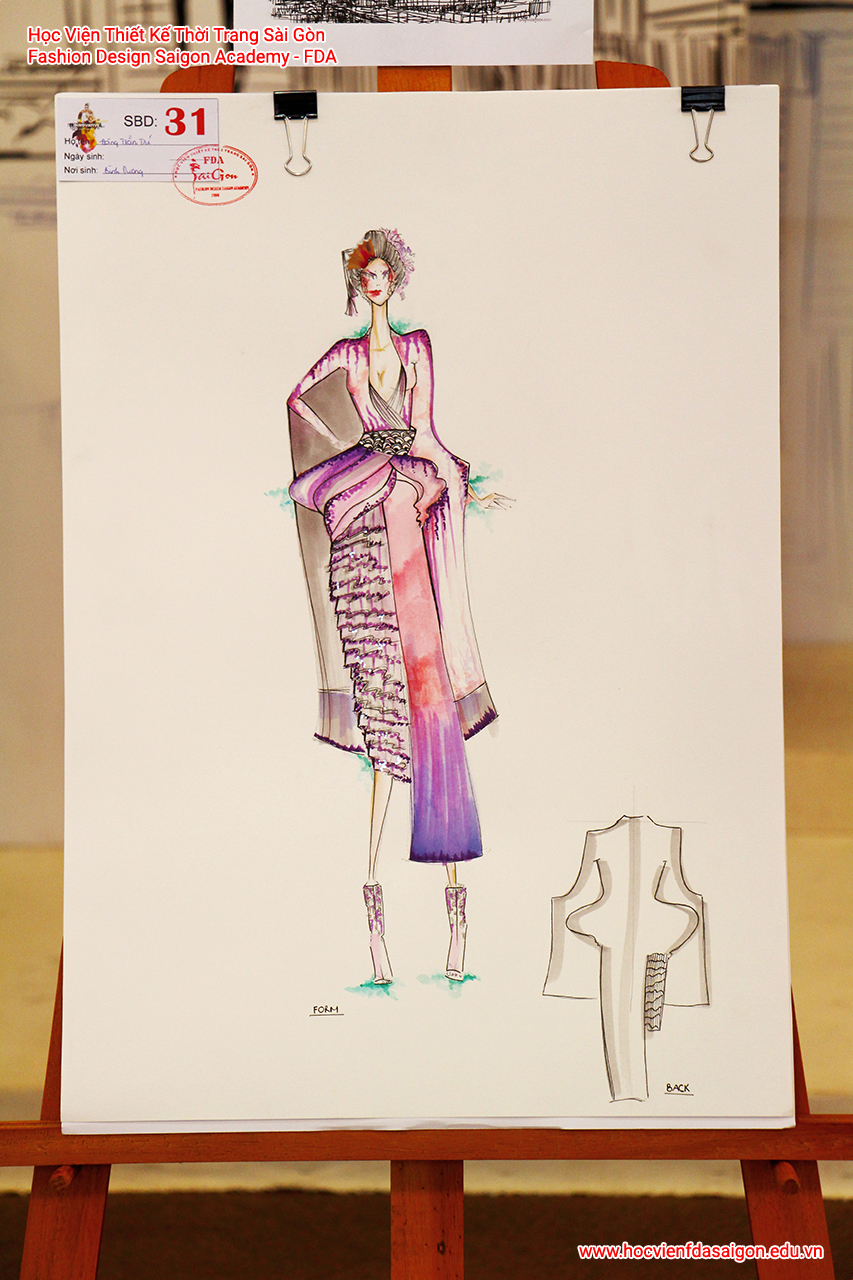 Bản vẽ phác thảo thời trang của thí sinh Đặng Trần Trí đến từ Bình Dương