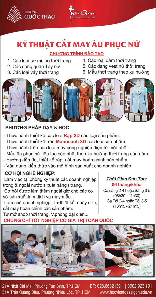 Dạy Cắt May &Acirc;u Phục Nữ